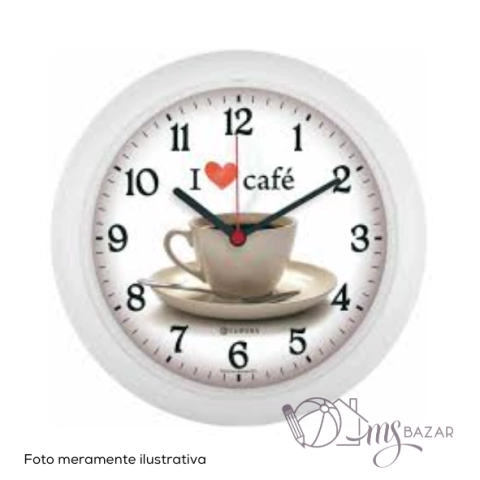 Relógio de Parede Branco I Love Café - Eurora