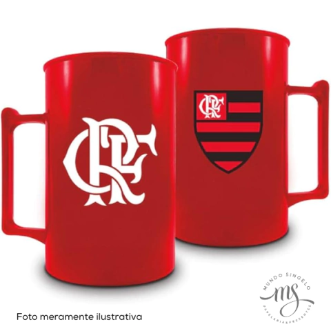 Caneca Acrílica de 400ml Flamengo Vermelha - Brasfoot Presentes