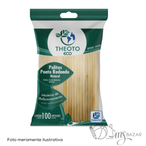 Palito de Picolé Ponta Redonda Com 100 Unidades Natural Cru - Theoto