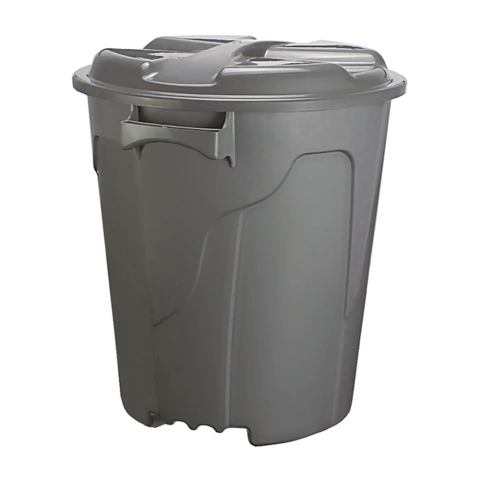 CESTO FECHADO REDONDO LIXEIRA COM TAMPA 54L CINZA