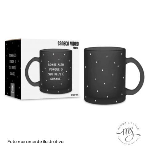 Caneca de Vidro Diamond Sonhe Alto Seu Deus e Grande 300ml - Brasfoot