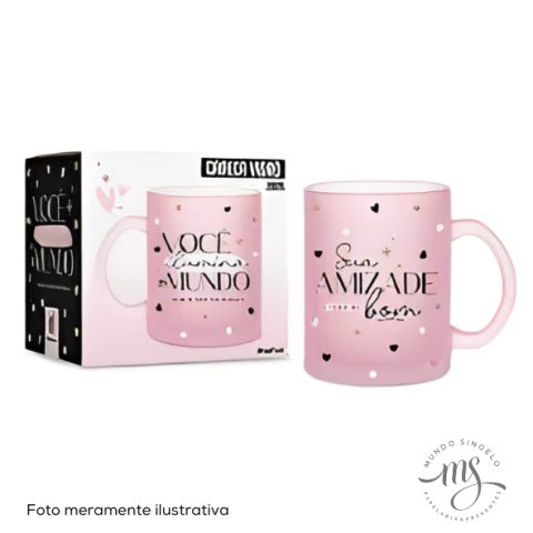 Caneca de Vidro Diamond Sua Presença 300ml - Brasfoot