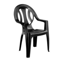 Poltrona Plástica Alta Suporta Até 182kg Black Preta - Arcos