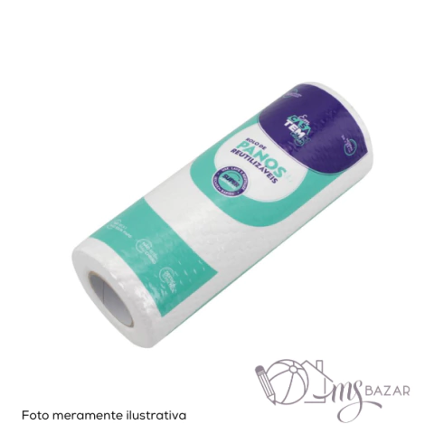 Rolo de Pano Para Limpeza Multiuso Reutilizável 20x22cm Com 50 Unidades - Em Casa Tem