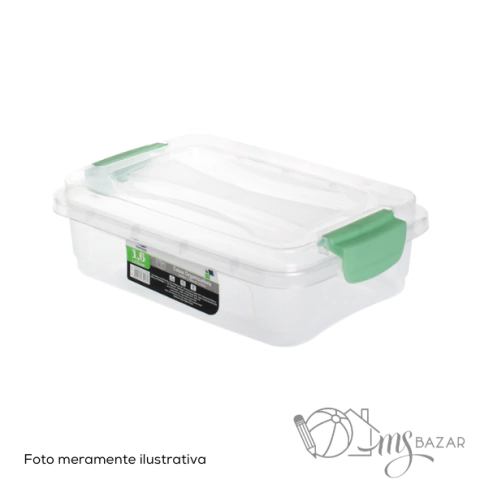 Caixa Organizadora Plástica Baixa Transparente Com Tampa 1,6 Litros - Rischioto