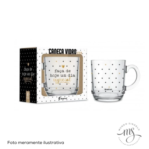 Copo de Vidro Elegance 300ml Dia Especial - Brasfoot Presentes