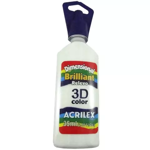 Tinta Dimensional Relevo 3D Brilliant Branco - Acrilex