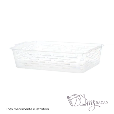 Cesto Organizador Versátil Multiuso Plástico Transparente 28x16x11cm - Plasnorthon