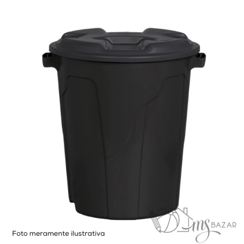 Cesto Fechado Com Tampa Tipo Lixeira Ecco 54 Litros Preto - Rischioto