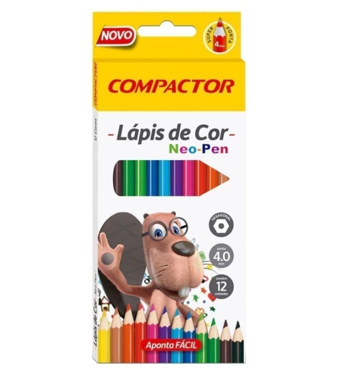 Lápis de Cor Hexagonal Neo-Pen 2.9mm 12 Cores - Compactor