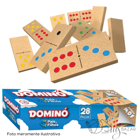 Jogo Dominó em Madeira MDF Com Pingos Coloridos - Pais e Filhos