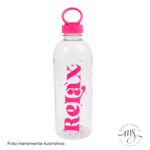 Garrafa Com Alça Circular G Frases Cores e Amores Relax de 900ml - Uatt?