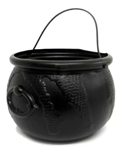 Balde Pote Caldeirão de Bruxa Plástico Com Alça Halloween 18cm - Brasilflex