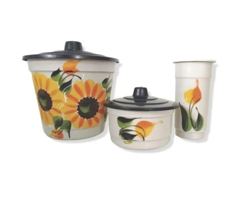 KIT PARA COZINHA DECORA LIXEIRINHA, PORTA SABÃO E DETERGENTE