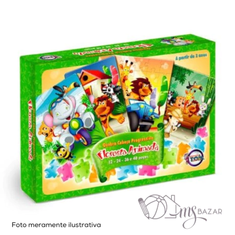 Conjunto de 4 Quebra Cabeça Progressivo Floresta Animada - Toia