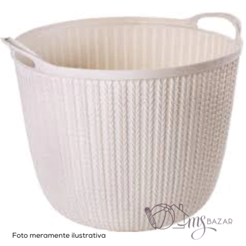 Cesta Redonda Trama Com Alças - Plasútil