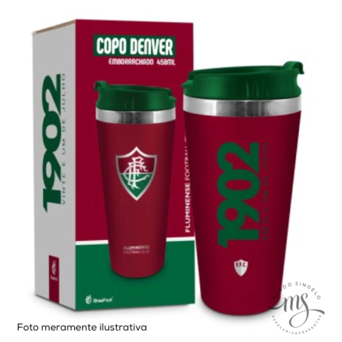 Copo Inox Denver 450ml Emborrachado Fluminense - BrasFoot