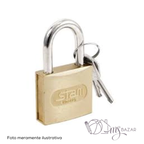 Cadeado 30mm Zamac Latonado E-coat Com 2 Chaves - Stam