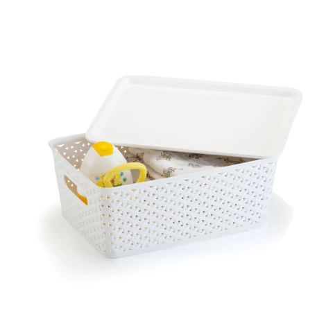 Cesto Rattan Médio Branco 7 Litros 30x12x21cm - Plasnorthon