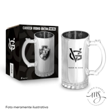 Caneca de Vidro Metálico 480ml Vasco - Brasfoot