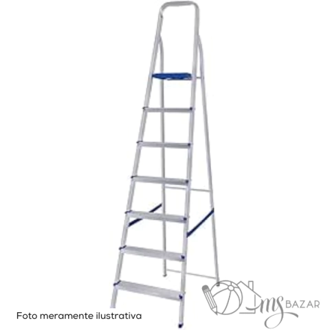 Escada Alumínio 7 Degraus Com Fita de Segurança - Mor
