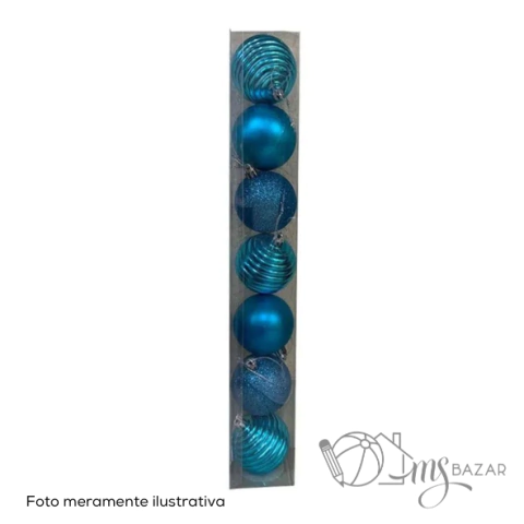 Bola de Natal Gliterizada Com 7 Unidades Cores Sortidas - Wincy