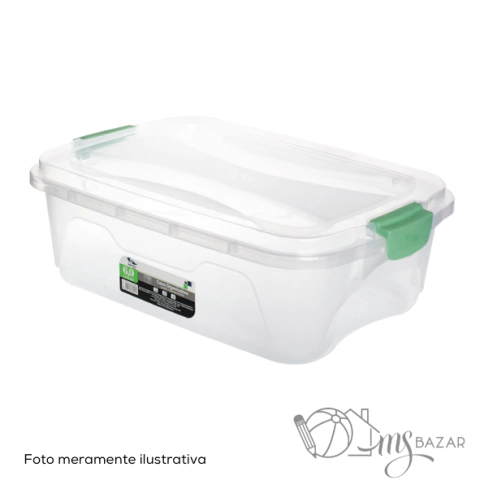 Caixa Organizadora Plástica Baixa Transparente Com Tampa 6 Litros - Rischioto