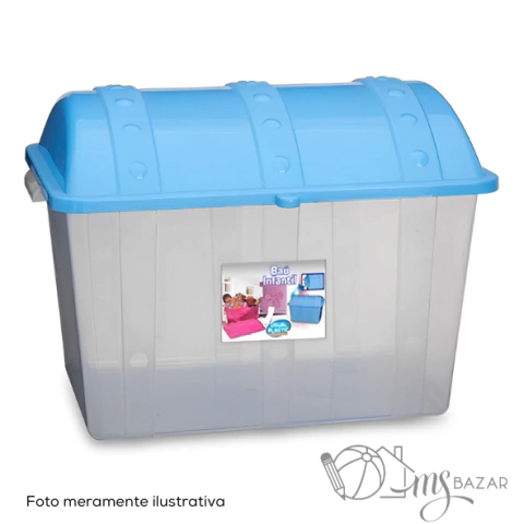 Baú Plástico Infantil 43 Litros Transparente Com Tampa 52×34x38cm 52 Azul - Usual