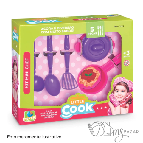 Conjunto Infantil Kit Cozinha Brinquedo Mini Chef Little Cook 5 Peças - Toyer