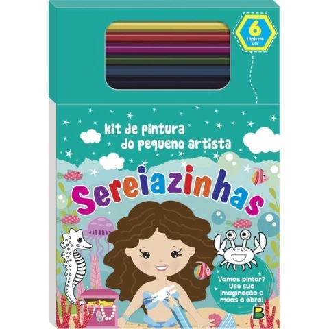 Conjunto Para Pintura do Pequeno Artista Sereiazinhas Inclui Jogo de Lápis Para Colorir - Todolivro