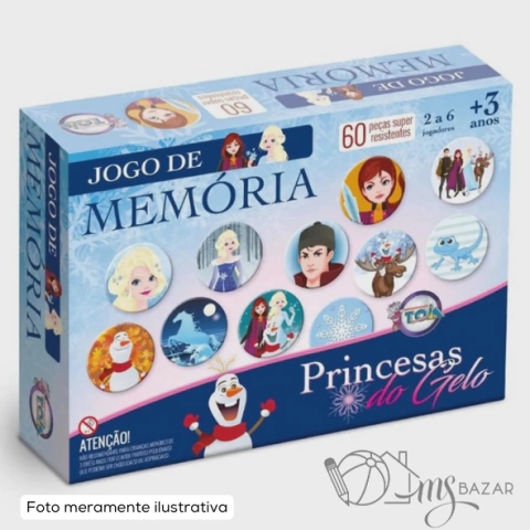 Jogo de Memória Princesas do Gelo Com 60 Peças - Toia