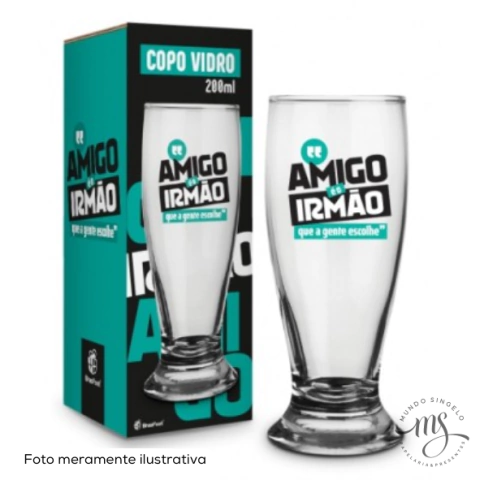 Copo Munich 200ml Tema Amigo e o Irmão - Brasfoot Presentes