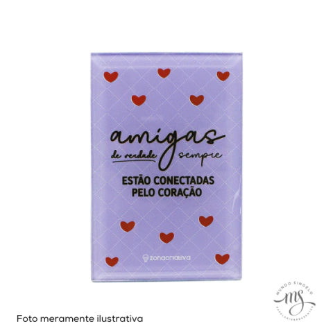 Mini Plaquinha De Vidro Amigas Do Coração 12X8Cm - Zona Criativa