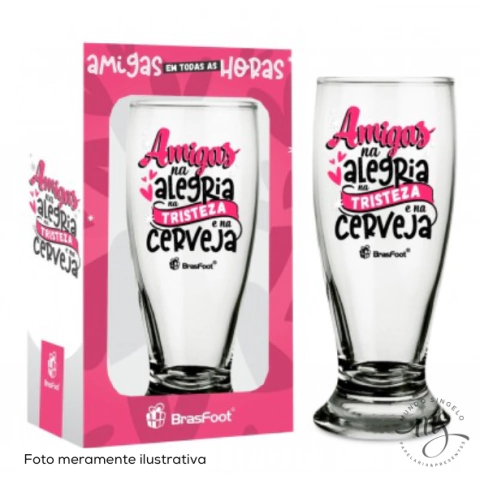 Copo Munich 200ml Amigas Na Alegria e Na Cerveja - Brasfoot