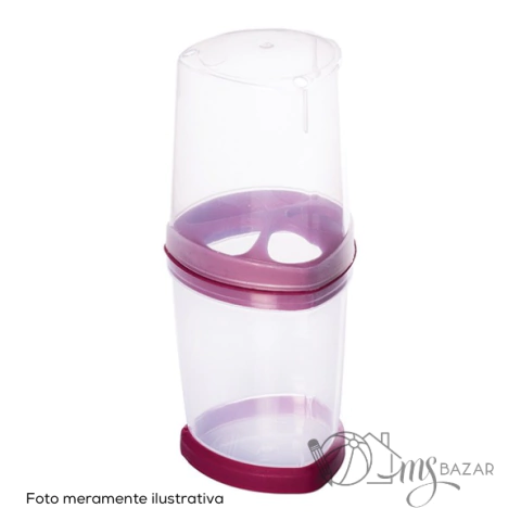 Porta Escovas e Creme Dental de Plástico Com Tampa Vinho Malbec/Branco - Plasútil
