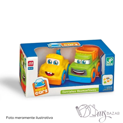 Brinquedo Didático Educativo Para Bebê Carrinhos Desmontáveis Happy Cars Colorido - JP Brink