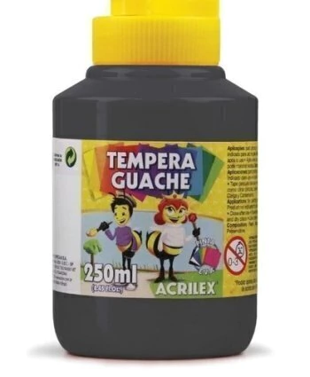 Tinta Tempera Guache 250ml Preto 520 - Acrilex