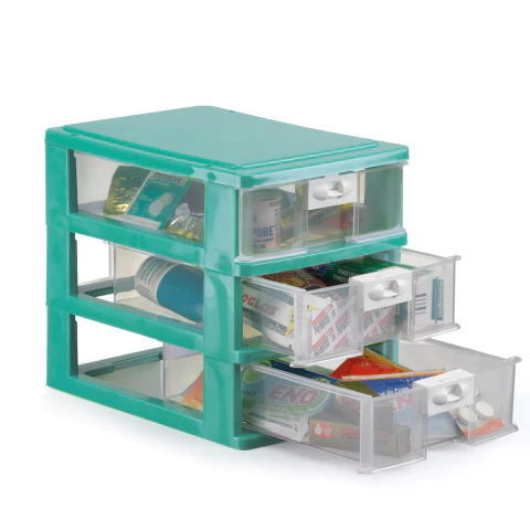 Gaveteiro Organizador Multiuso Pequeno Para Mesa Com 3 Gavetas - Plasnorthon