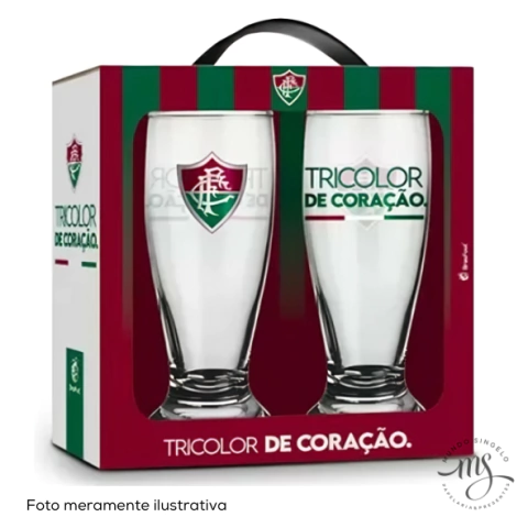 Conjunto de Copo Munich 200ml Fluminense Com 2 Unidades - Brasfoot Presentes