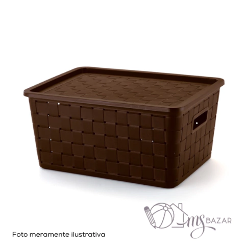 Cesto Prático Rattan 21 Litros Café 42x31x20cm - Plasnorthon