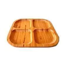 Petisqueira em Bambu Quadrada Com 4 Divisões 25x25x2cm - Wincy