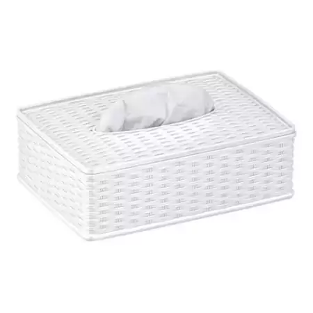 Porta Lenços de Papel ou Umedecidos Rattan Branco - Panamby