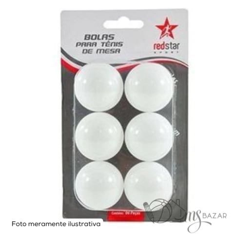 Cartela Com 6 Bolinhas Para Tenis de Mesa e Ping Pong 40mm - Red Star
