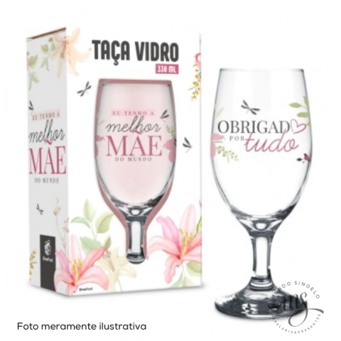 Taça Windsor de 330ml Tema Melhor Mãe Do Mundo - Brasfoot Presentes