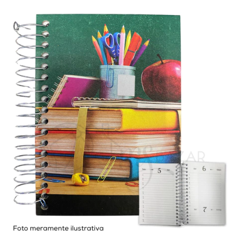 Agenda 2024 Espiral Capa Dura 168 Folhas Estudante - Kit