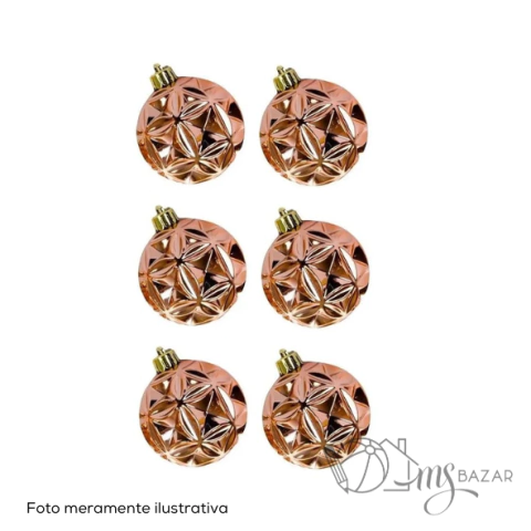 Conjunto de Bolas Natalinas em Relevo 6cm Com 6 Unidades Cores Sortidas - Wincy