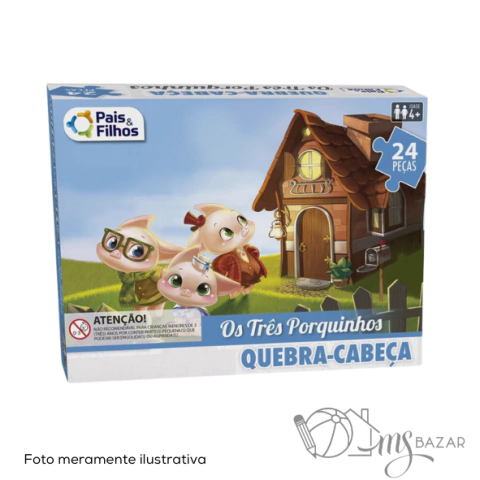 Quebra Cabeça Os Três Porquinhos Com 24 Peças - Pais e Filhos