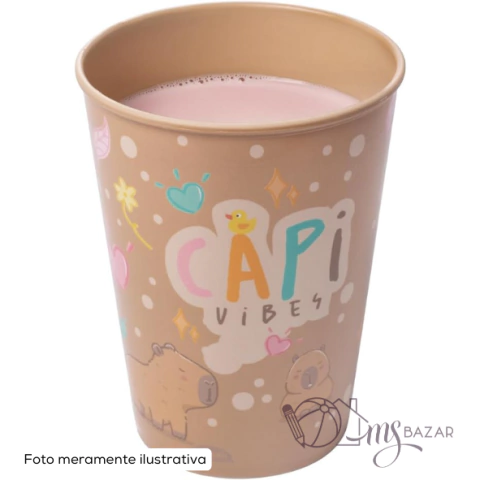 Copo de Plástico Decorado Capivara 320ml - Plasútil