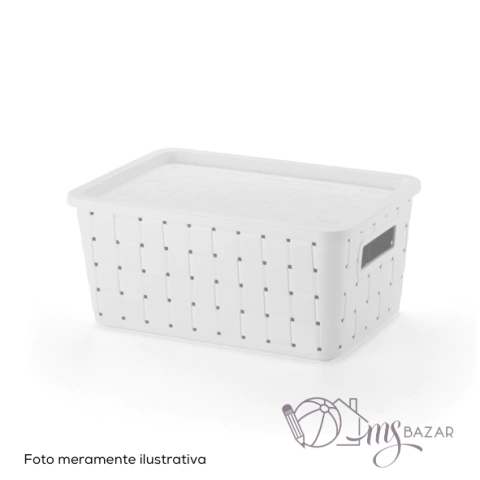 Cesto Prático Rattan 7 Litros Branco 32x21x15cm - Plasnorthon