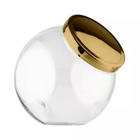 Pote Baleiro Plástico Cristal Transparente Com Tampa Metalizada 1200ml - Panamby